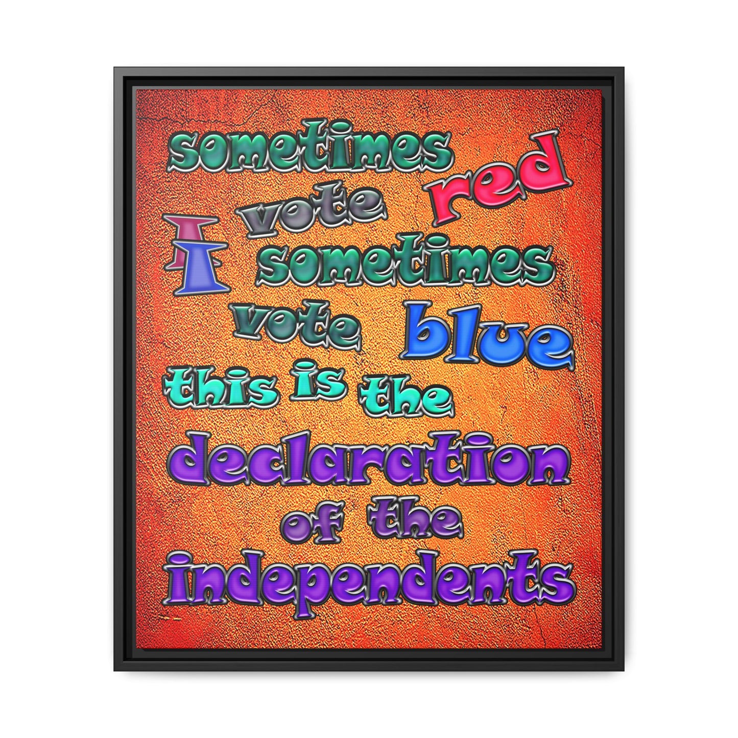 declaration of the independents - framed canvas art (burnt orange)