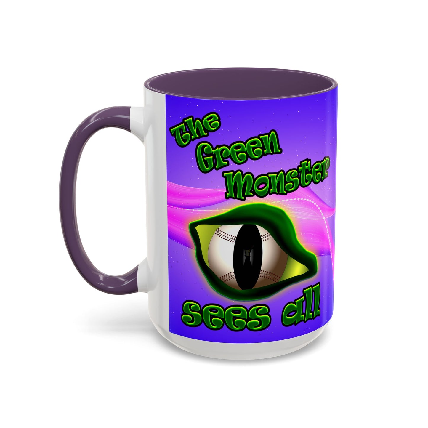 green monster - Accent Mug (purple-pink wave)