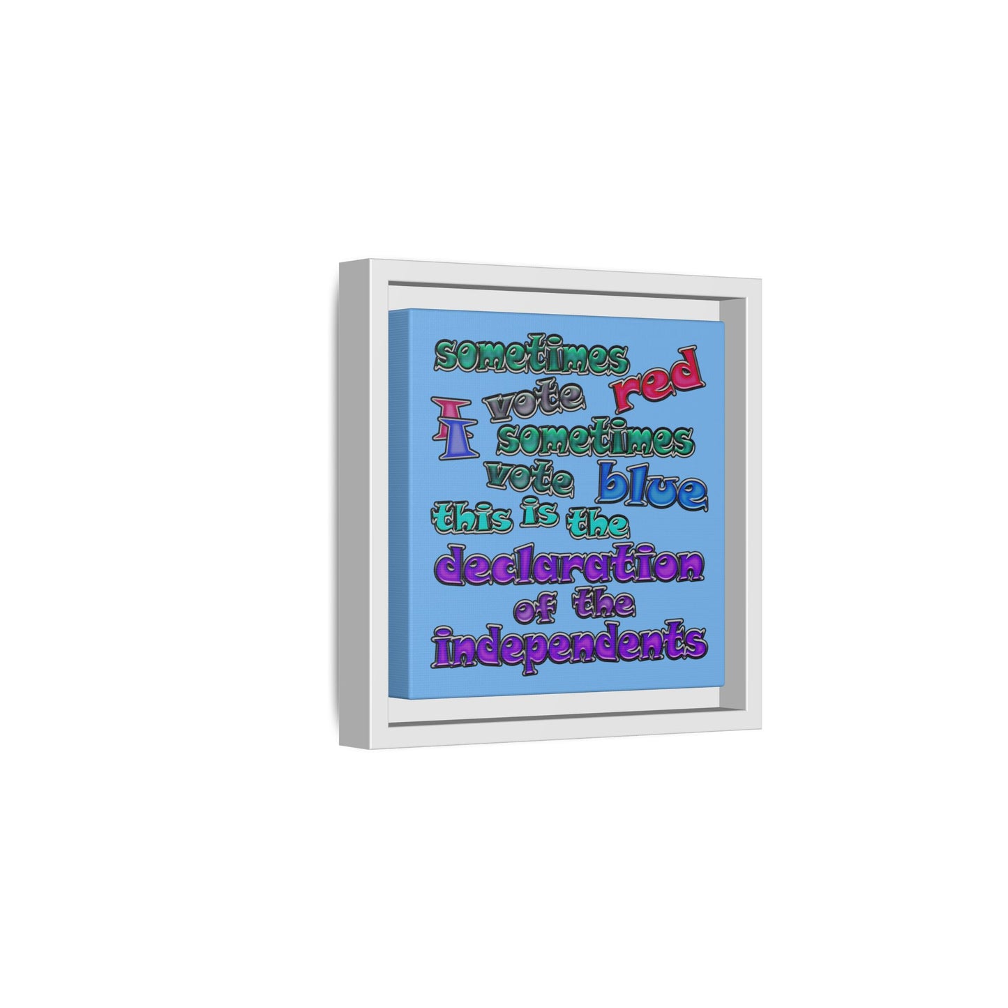 declaration of the independents - framed canvas art (light blue)