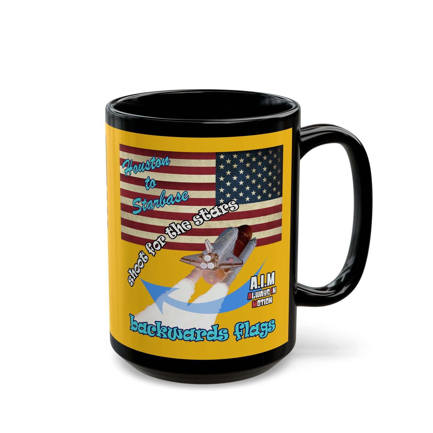 shoot for the stars - Black Mug (yellow)