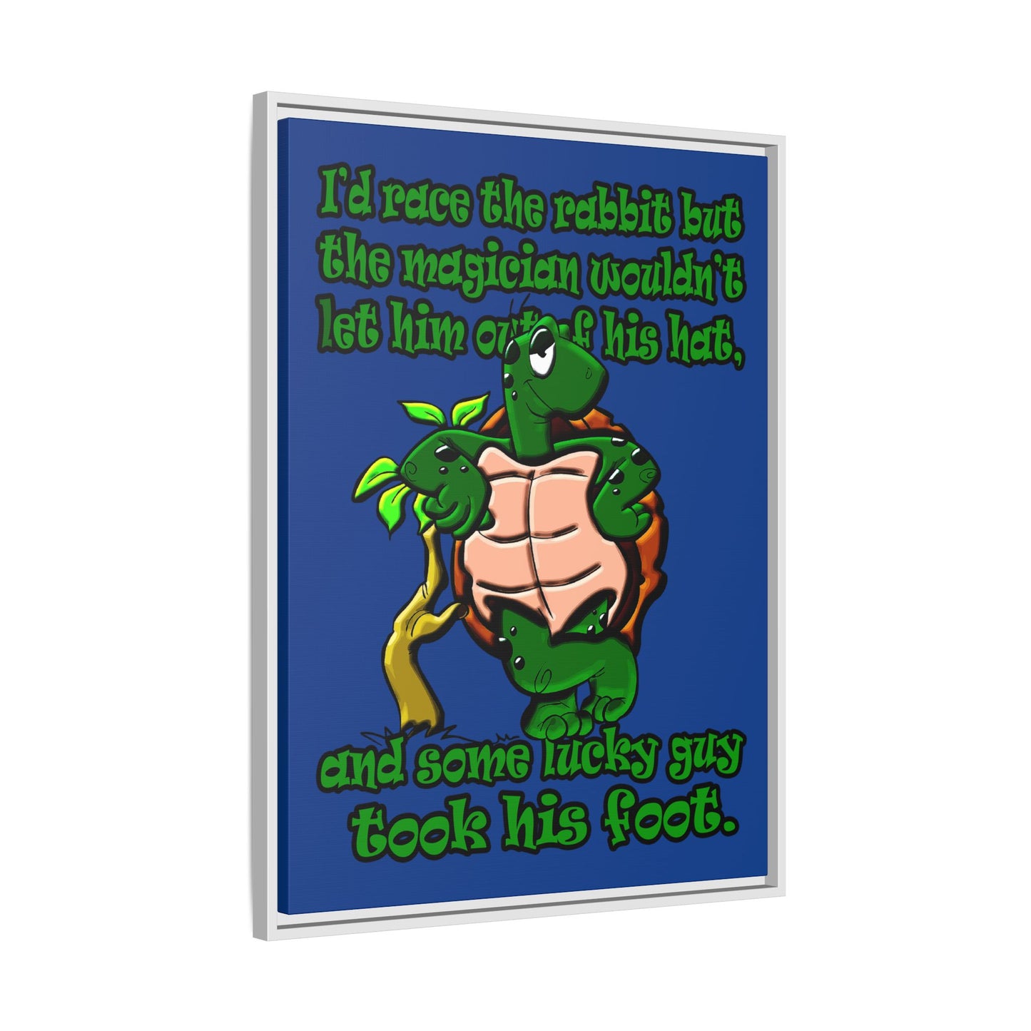 turtle race - framed canvas art (dark blue)