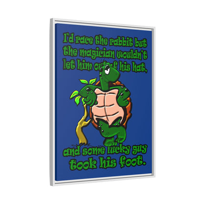 turtle race - framed canvas art (dark blue)