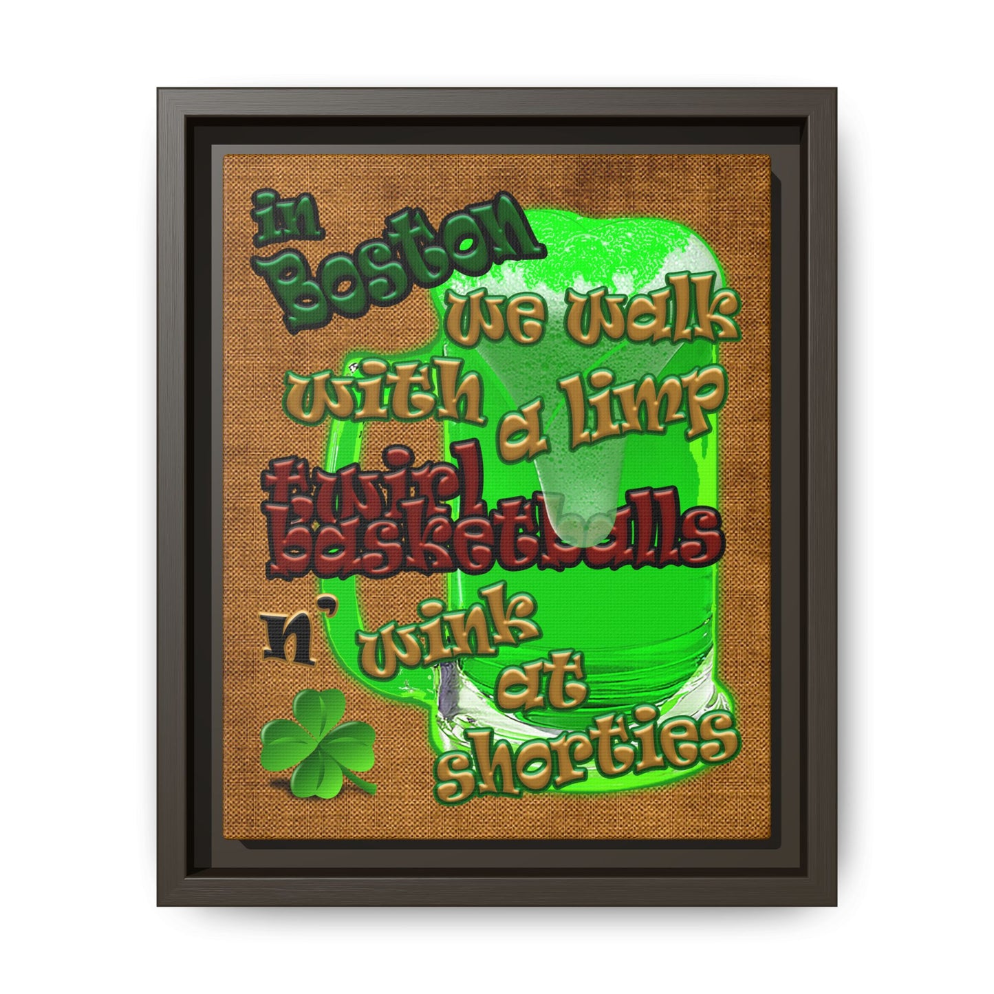 celtics logo - framed canvas art (brown papyrus)