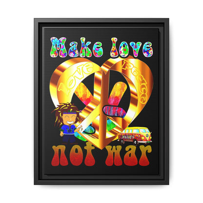 love peace - framed canvas art (black)