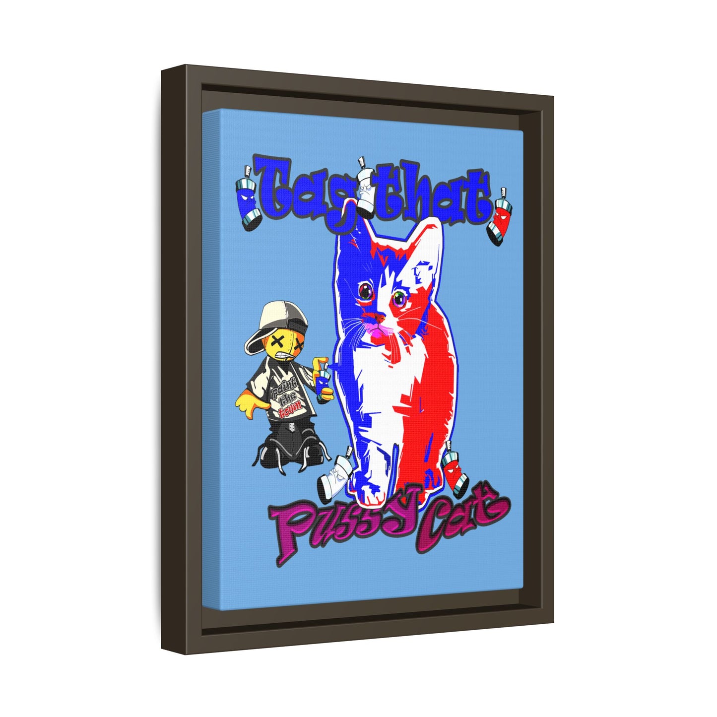 tag that - framed canvas art (light blue)