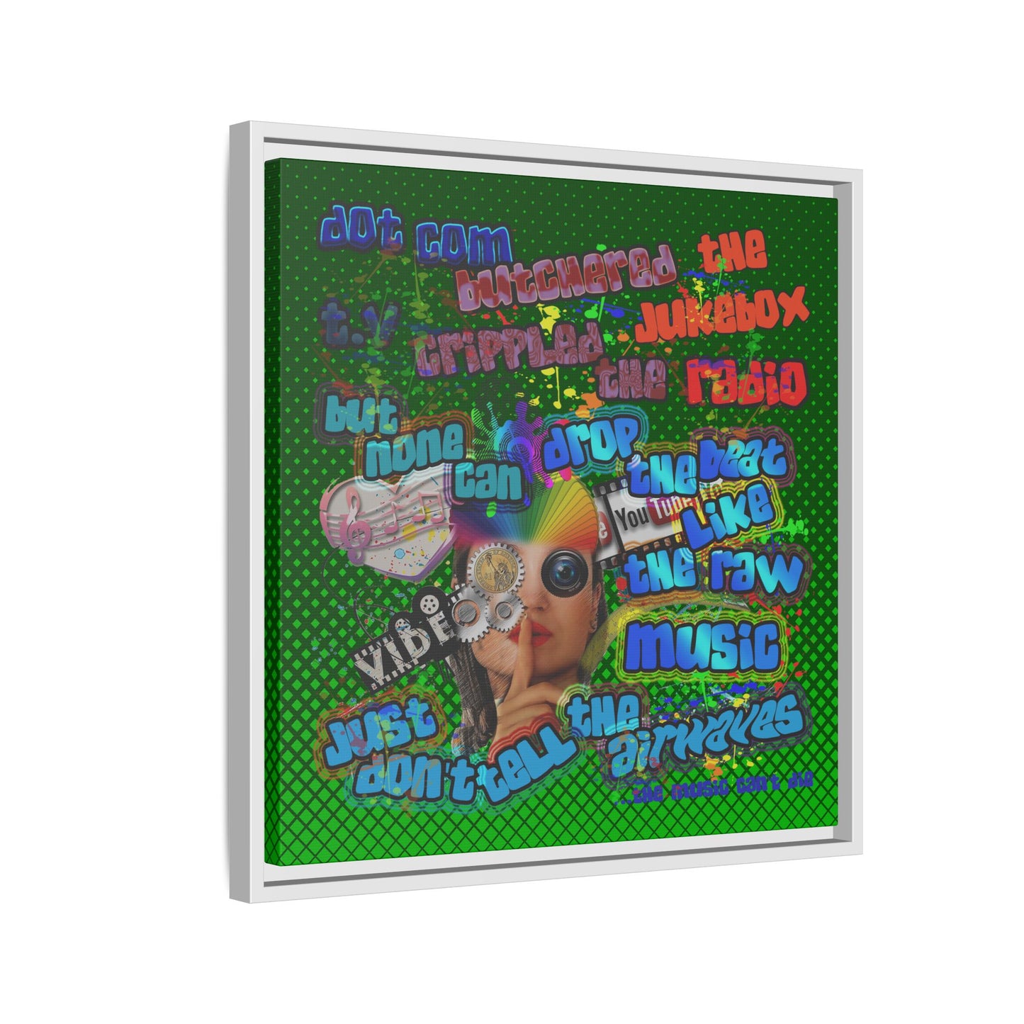 drop the beat - framed canvas art (logo green)
