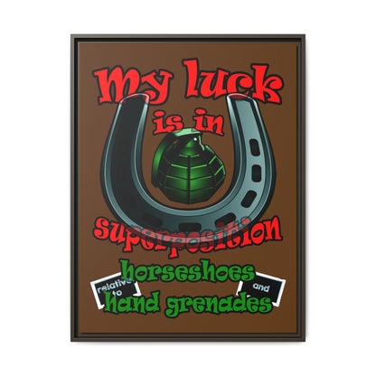 my luck - framed canvas art (brown)