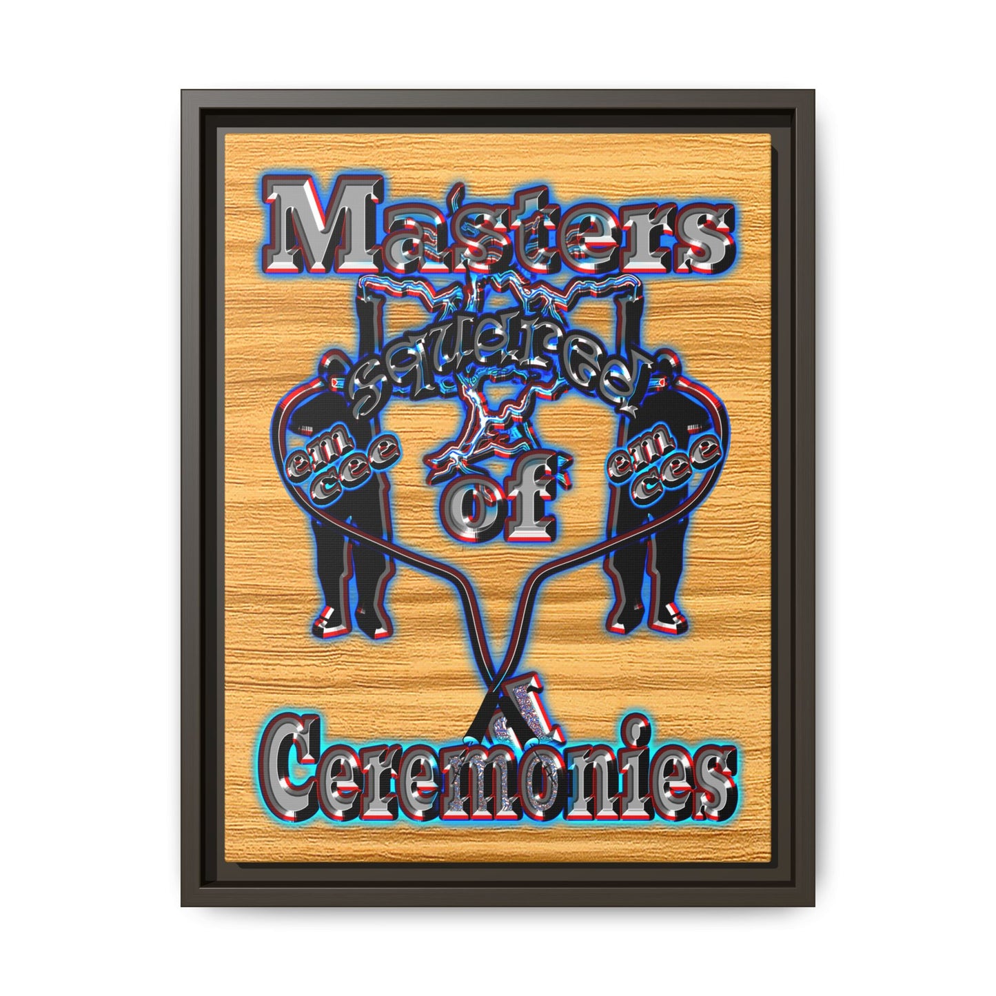 em cee squared - framed canvas art (butterscotch wood finish)