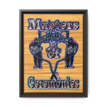 em cee squared - framed canvas art (butterscotch wood finish)