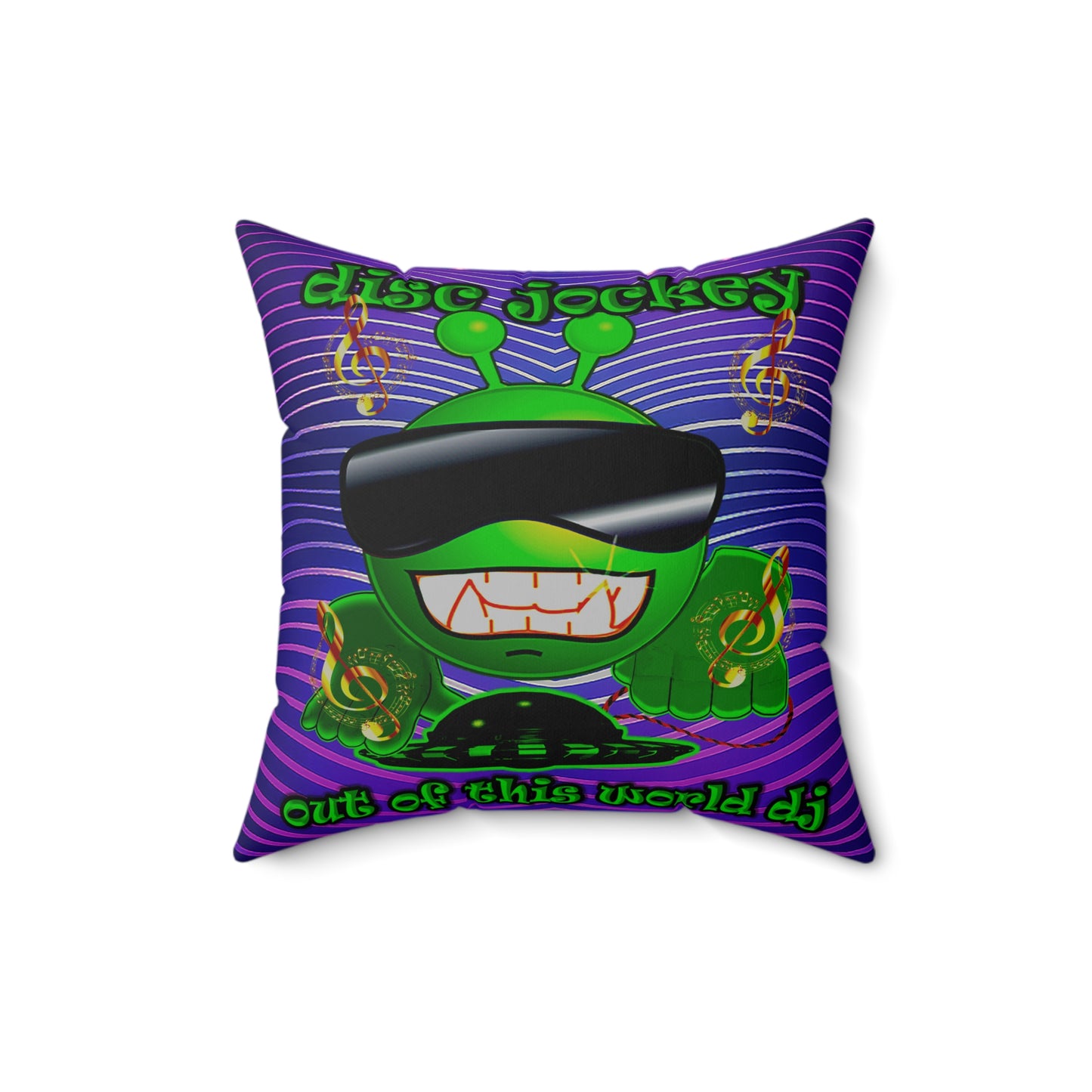 disc jockey - Spun Polyester Square Pillow - (purple wave)