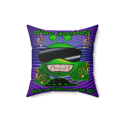 disc jockey - Spun Polyester Square Pillow - (purple wave)