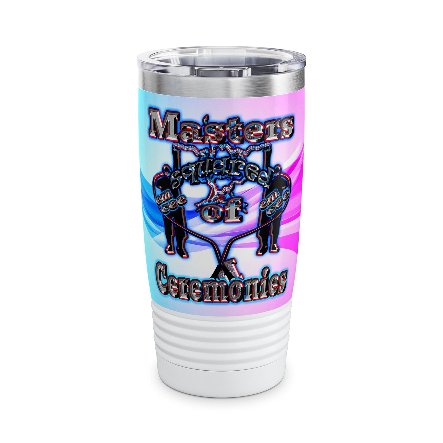 em cee squared - Ringneck Tumbler, 20oz (light blue-pink wave)