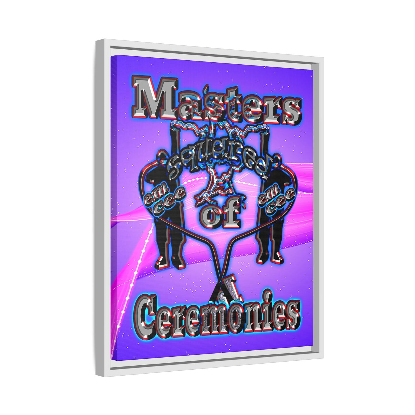 em cee squared - framed canvas art (purple-pink wave)