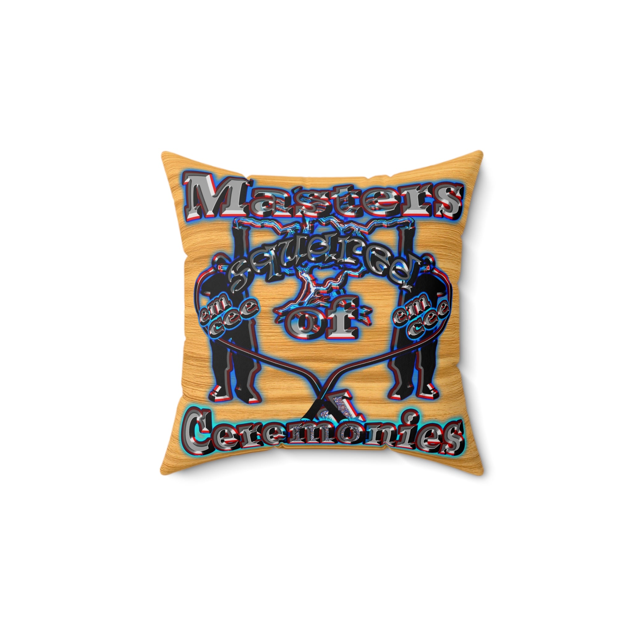 em cee squared - Spun Polyester Square Pillow - (butterscotch wood finish)