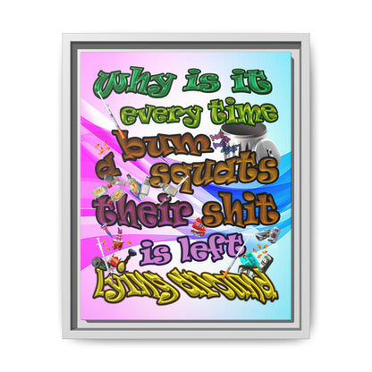 the bum's shit - framed canvas art (light blue-pink wave)