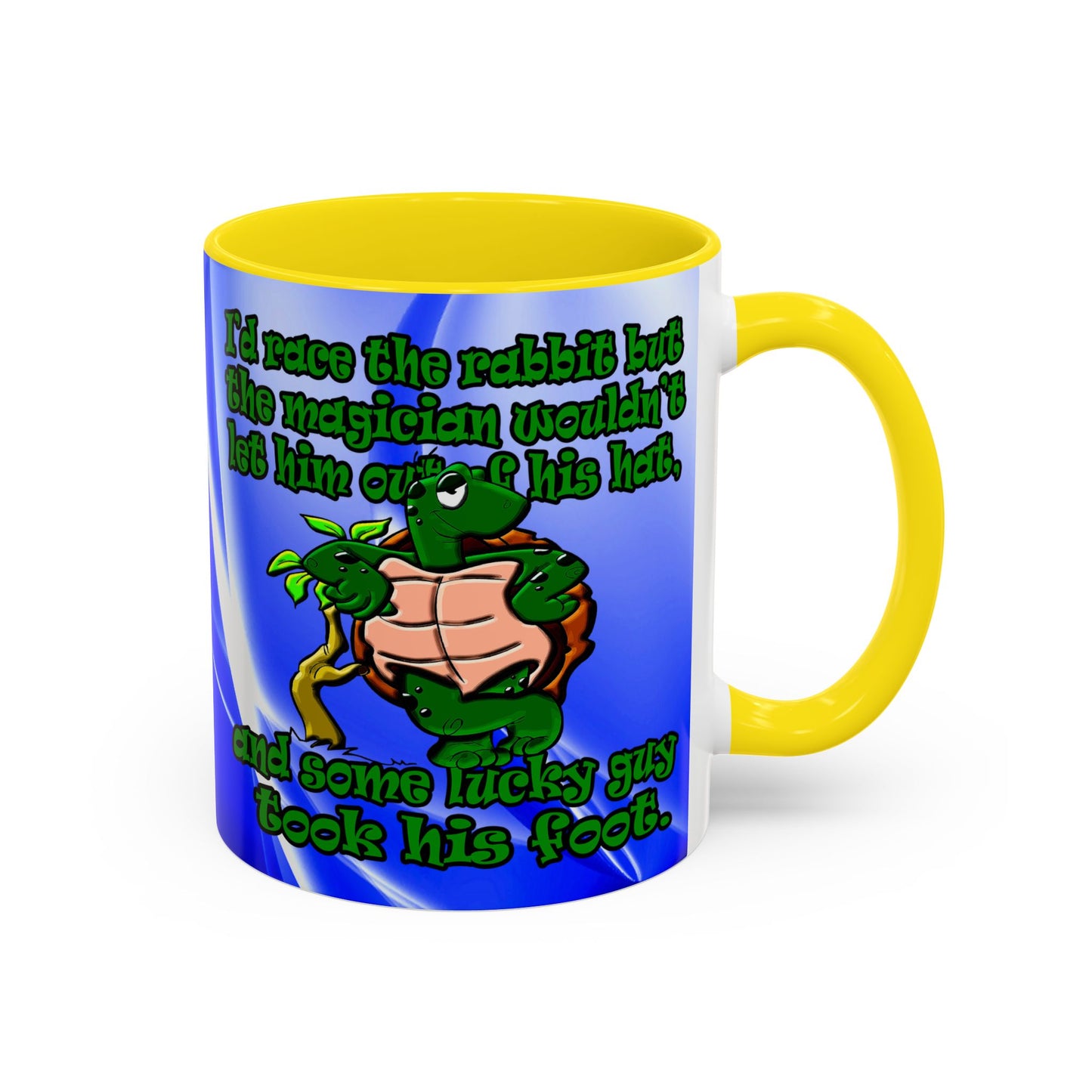 turtle race - Accent Mug (blue-white wave)