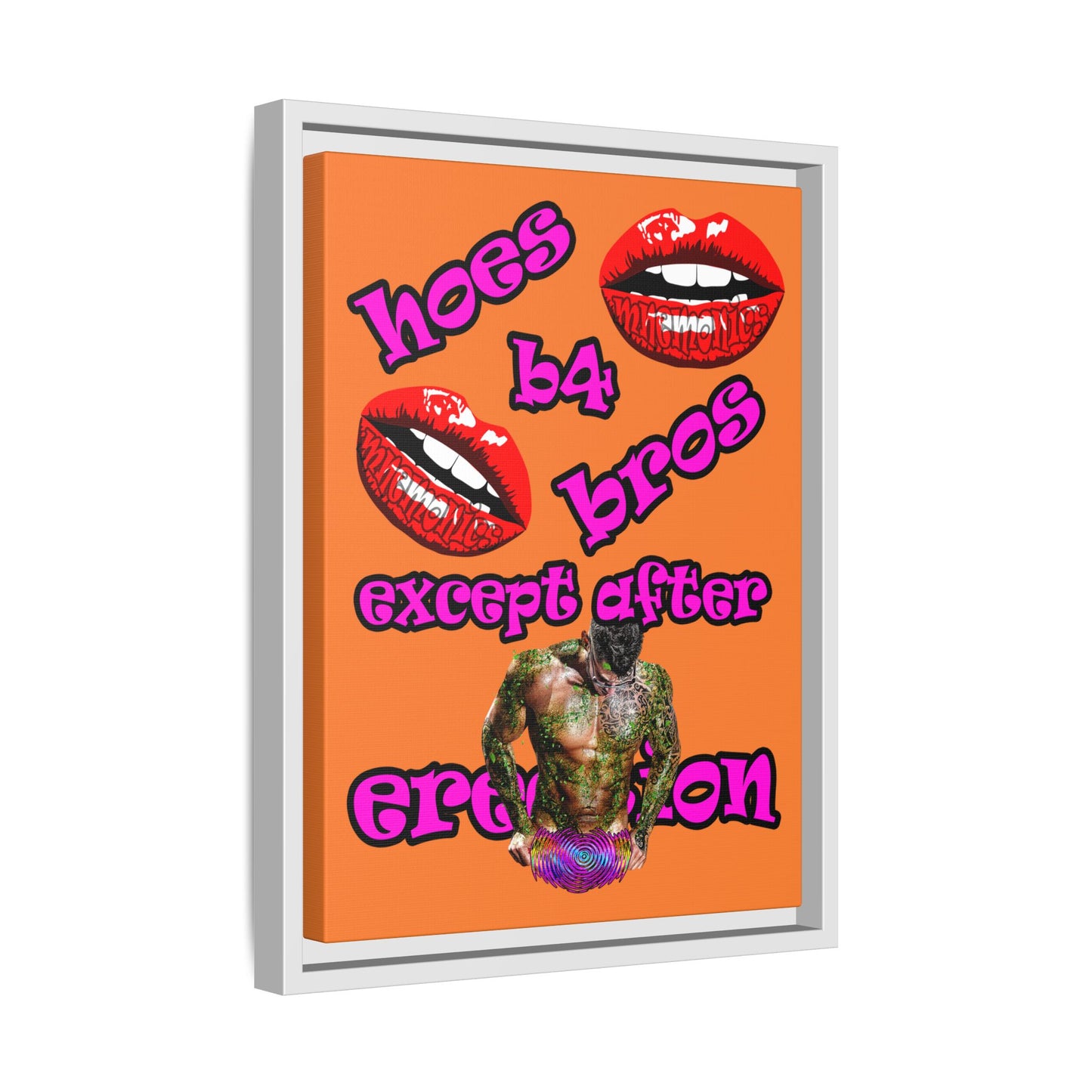 hoes b4 bros - framed canvas art (crusta)