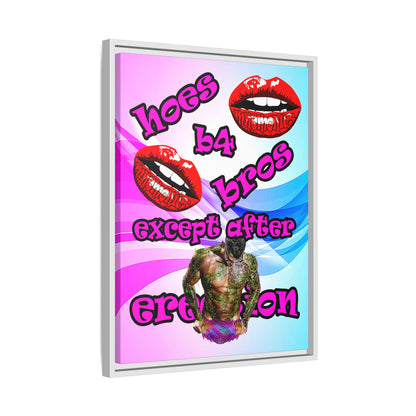 hoes b4 bros - framed canvas art (light blue-pink wave)