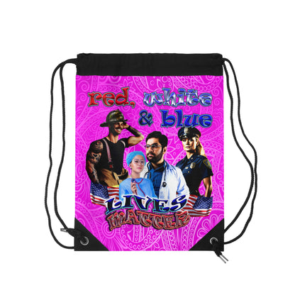 rw&b lives matter - Drawstring Bag (pink swirl)