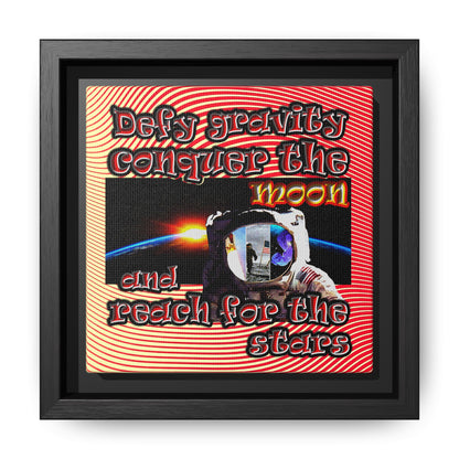 defy conquer reach - framed canvas art (yellow-orange wave)