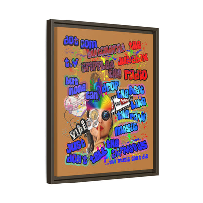 drop the beat - framed canvas art (light brown)