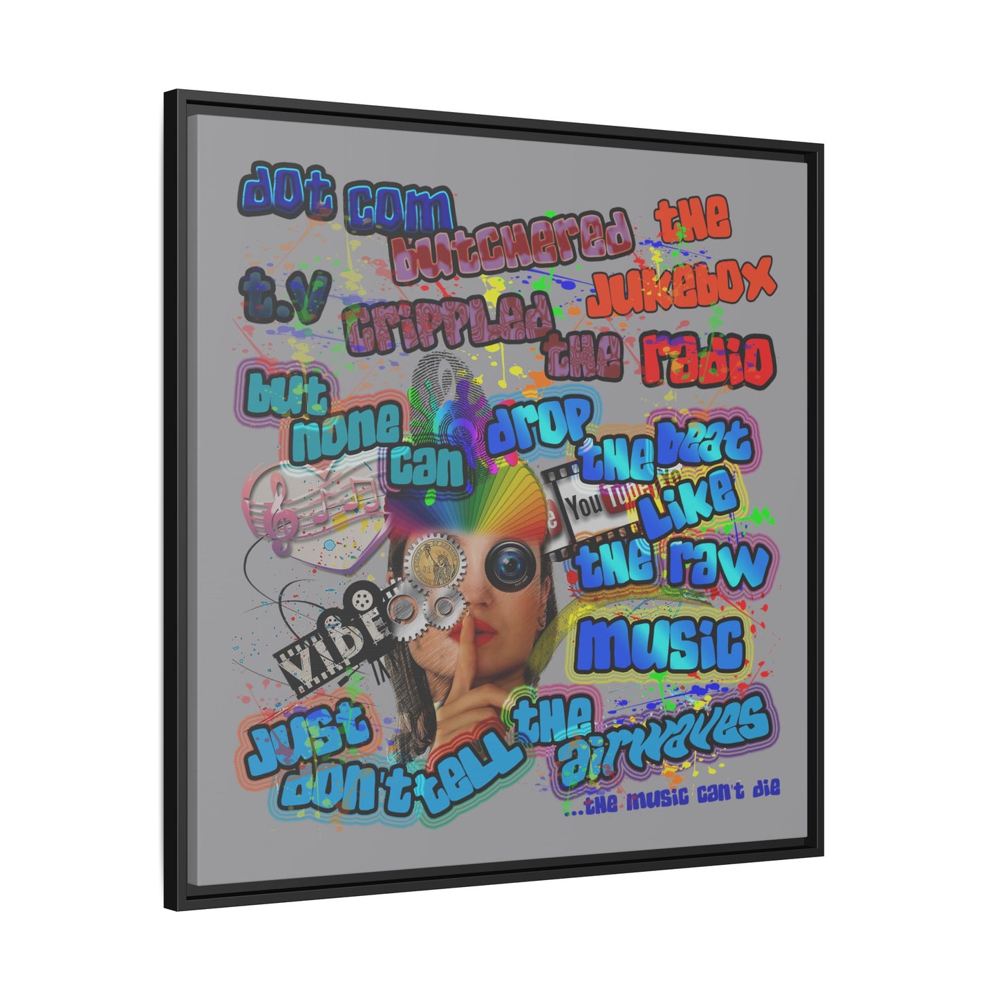 drop the beat - framed canvas art (grey)