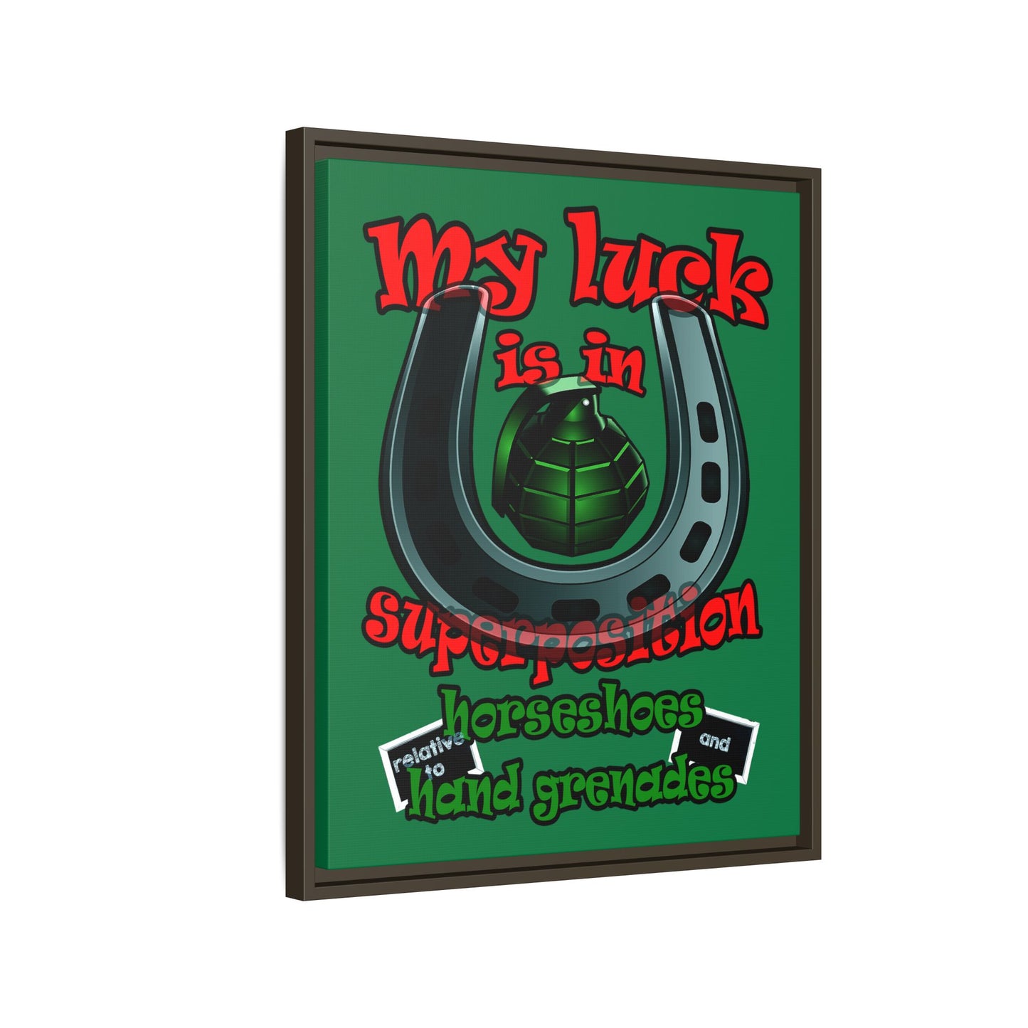 my luck - framed canvas art (dark green)