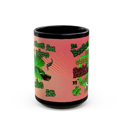 celtics logo - Black Mug (yellow-orange wave)