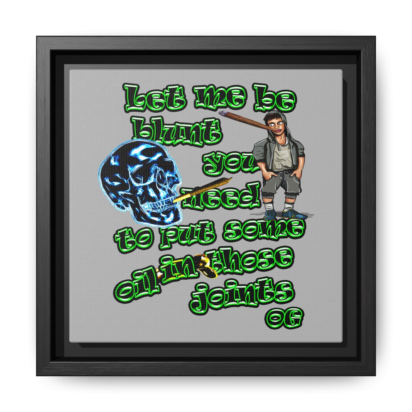 og - framed canvas art (light grey)