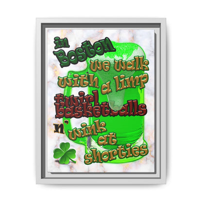celtics logo - framed canvas art (white marble)