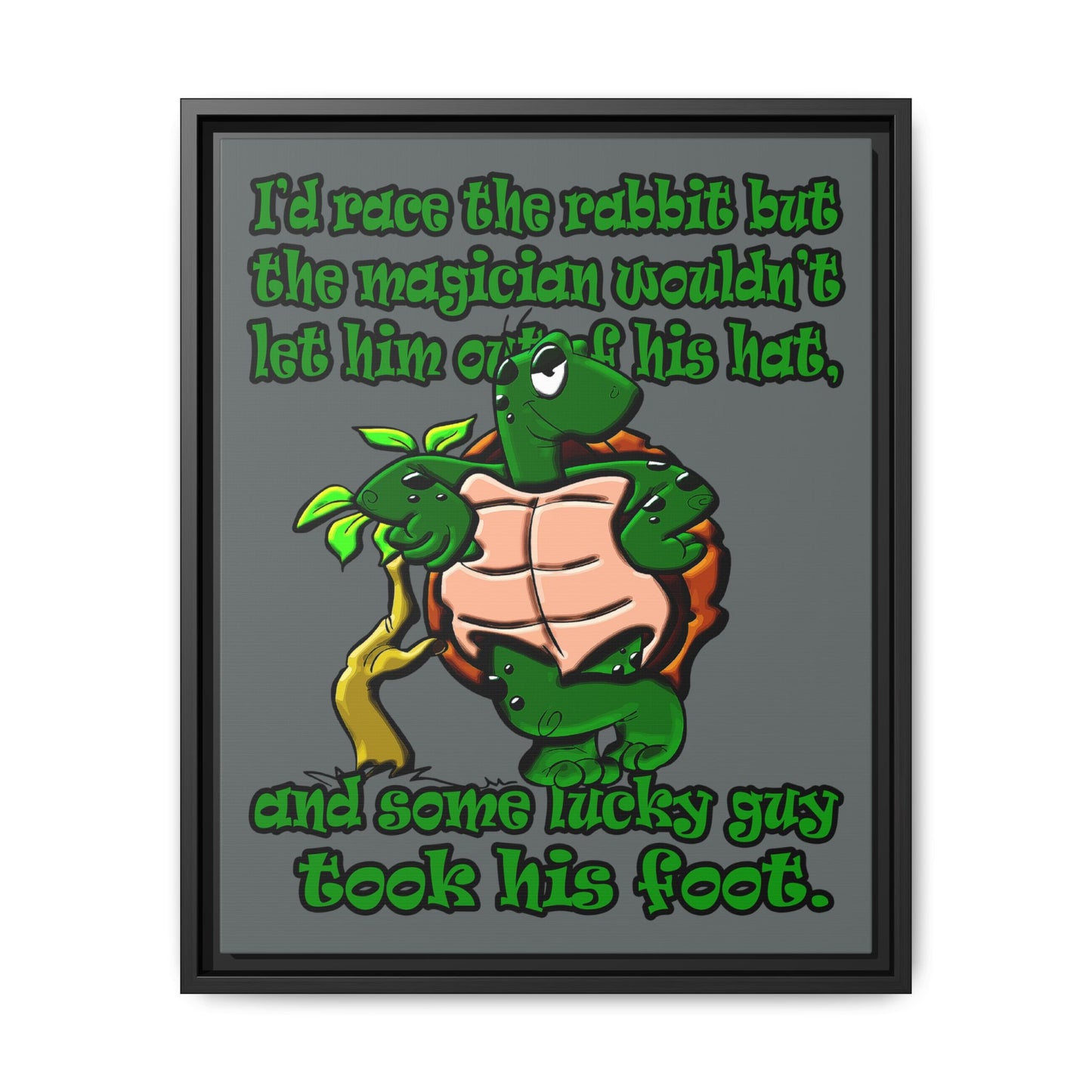 turtle race - framed canvas art (dark grey)