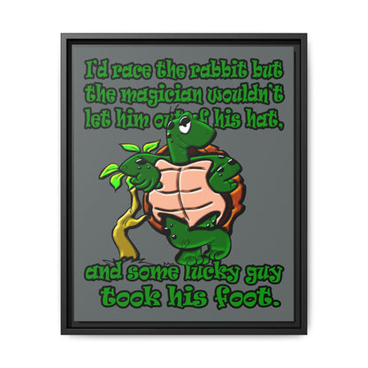 turtle race - framed canvas art (dark grey)