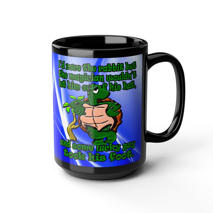 turtle race - Black Mug (blue-white wave)