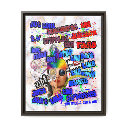 drop the beat - framed canvas art (white marble)
