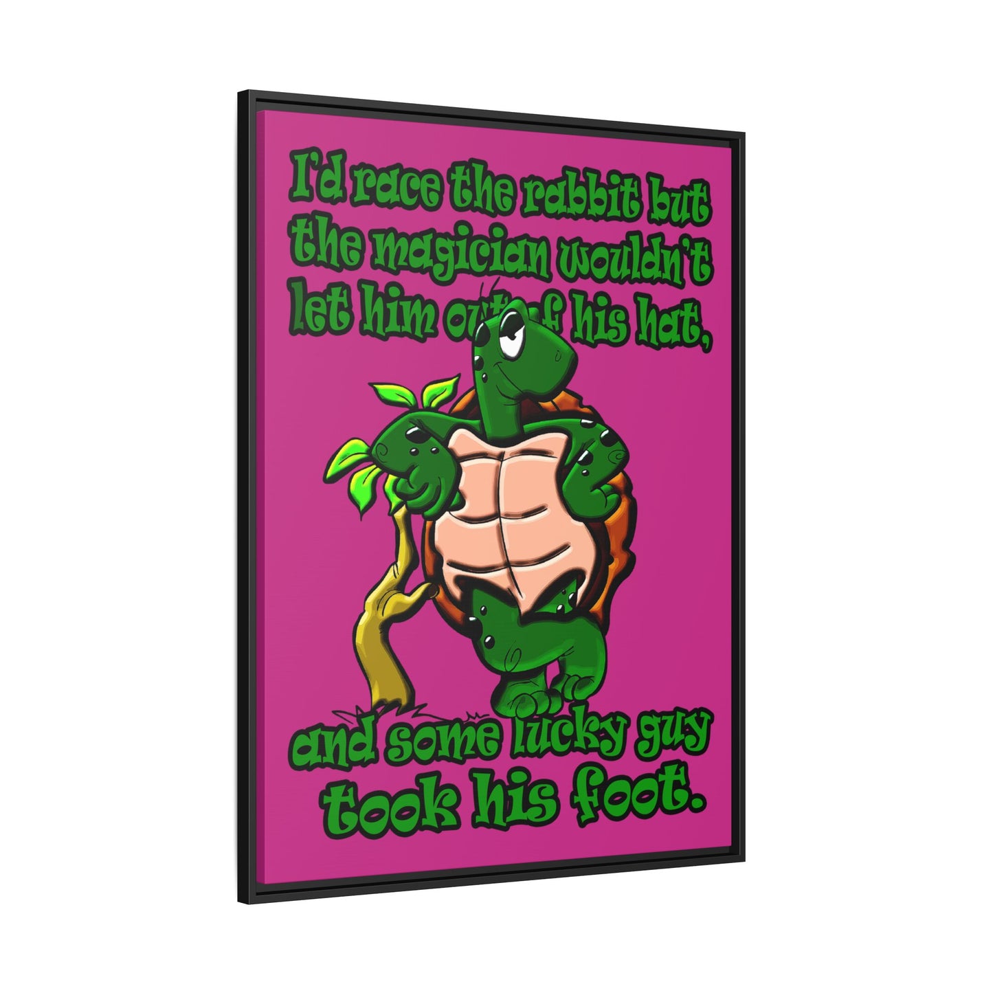 turtle race - framed canvas art (pink)