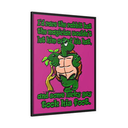 turtle race - framed canvas art (pink)