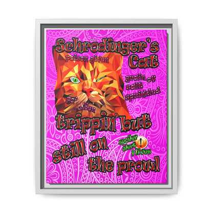 schrodinger's cat - framed canvas art (pink swirl)