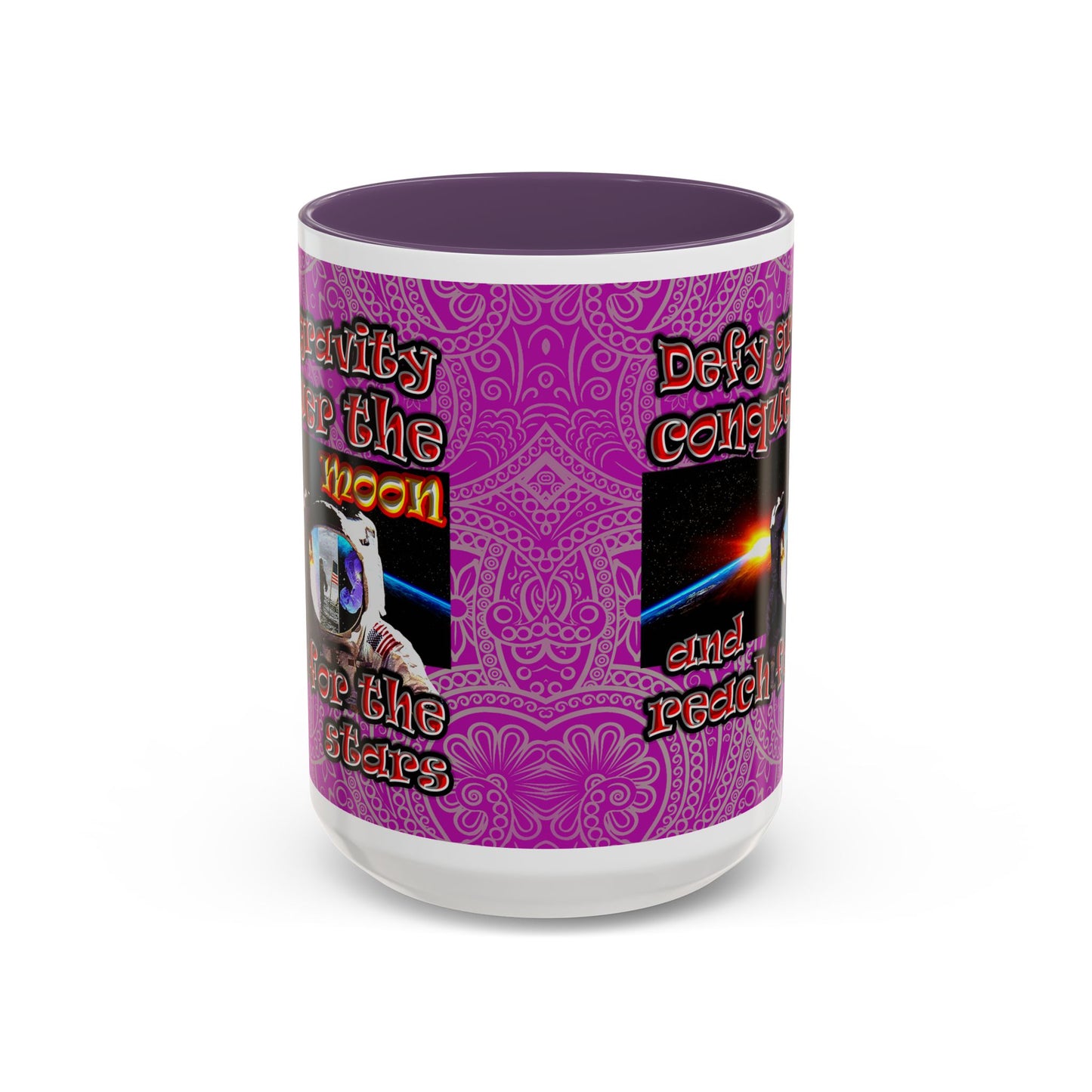 defy conquer reach - Accent Mug (pink swirl)