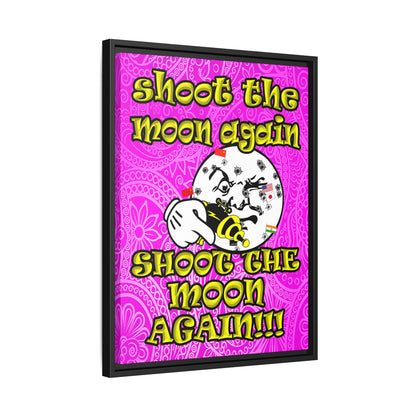 shoot the moon again - framed canvas art (pink swirl)