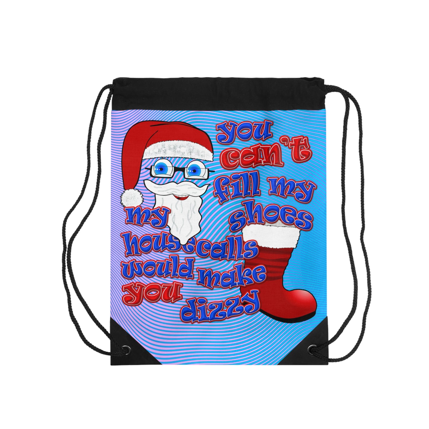 santa's shoes - Drawstring Bag (light blue-purple wave)