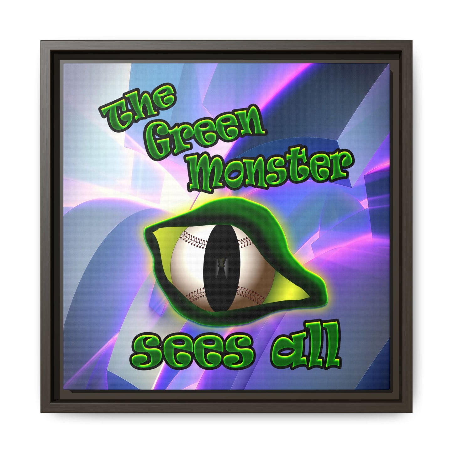green monster - framed canvas art (grey-pink wave)