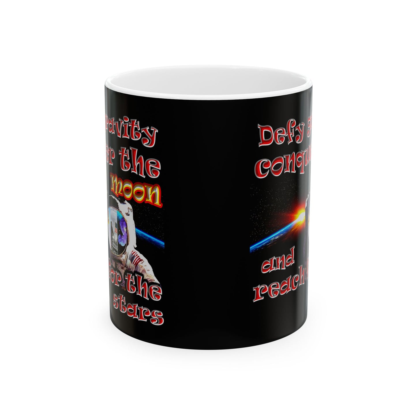 defy conquer reach - White Mug (black)