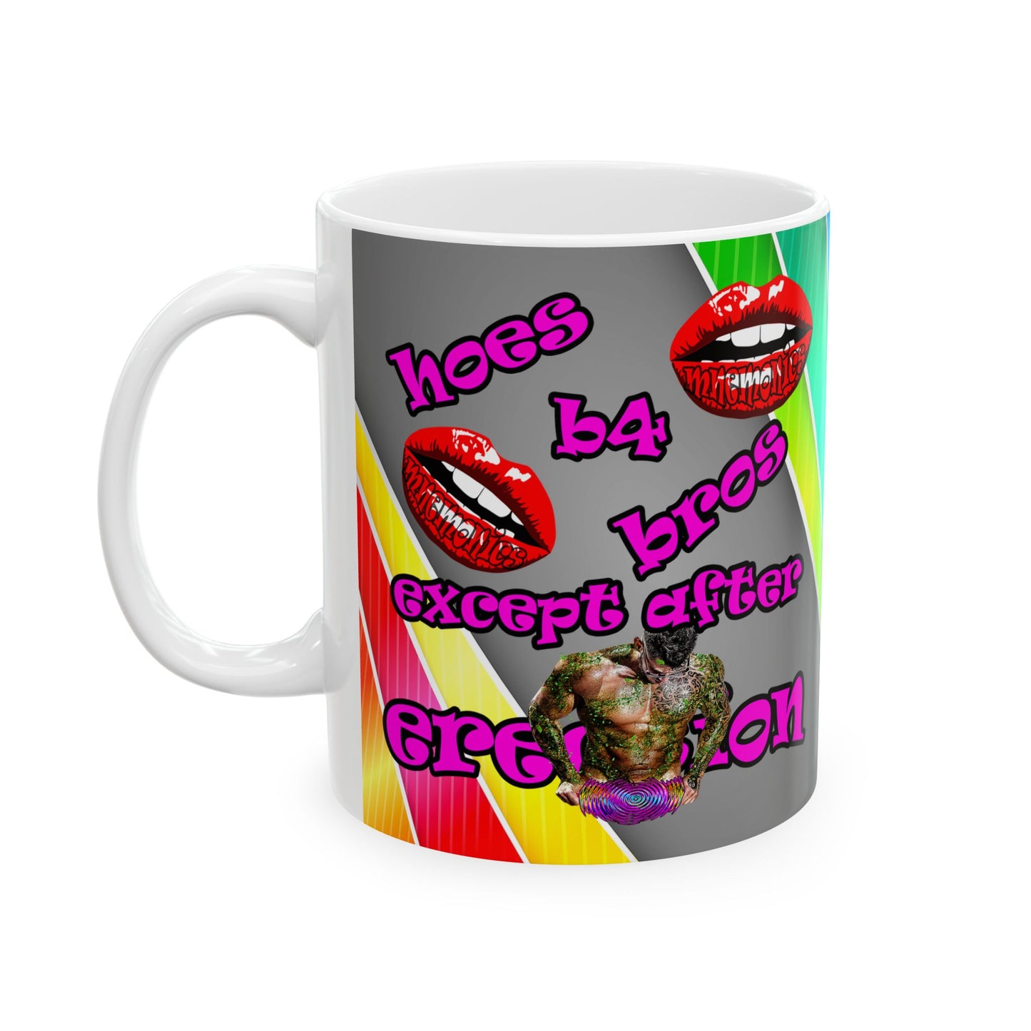 hoes b4 bros - White Mug (rainbow split)