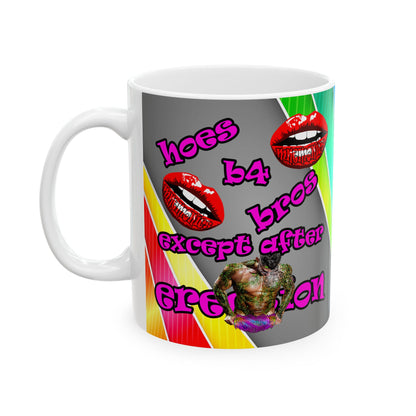 hoes b4 bros - White Mug (rainbow split)