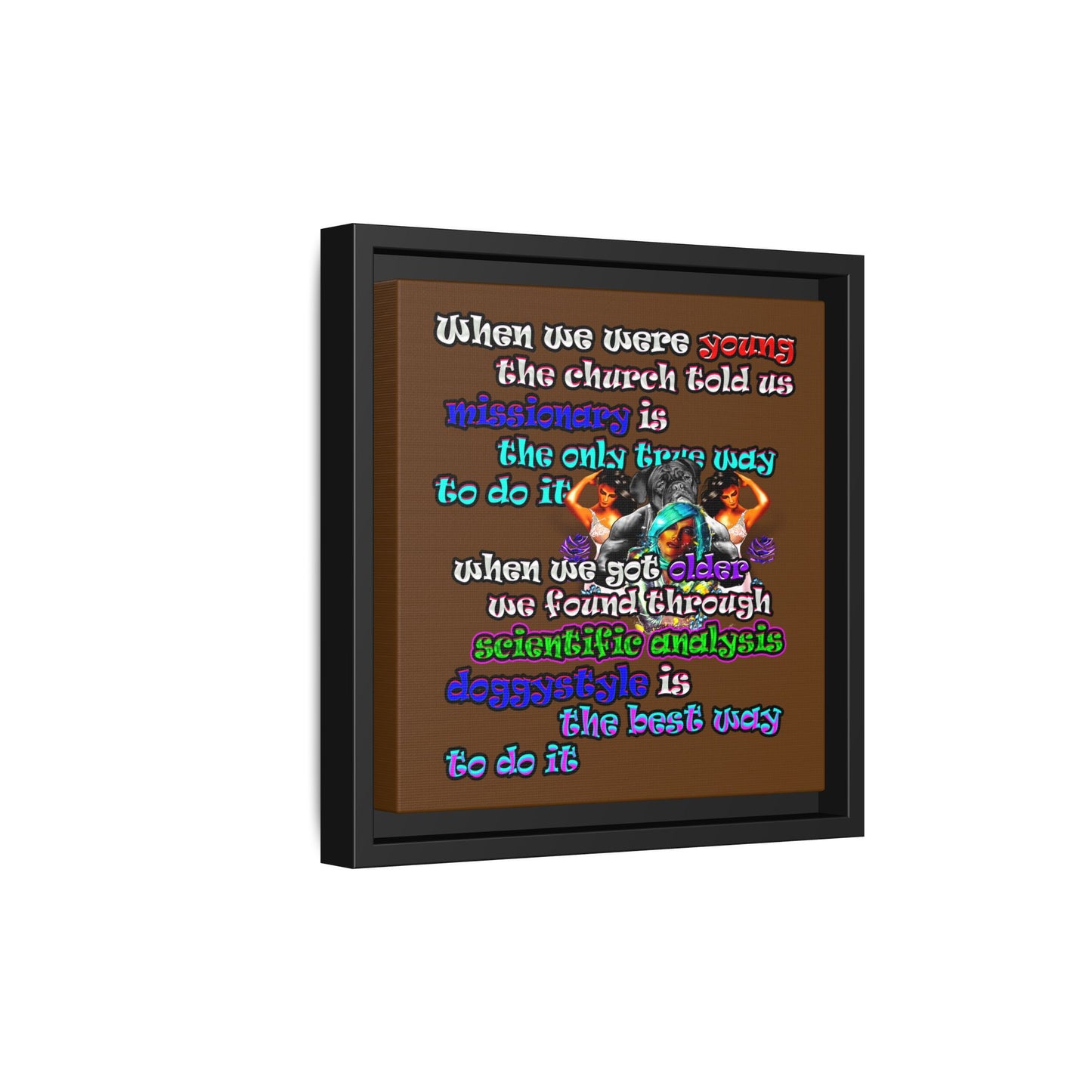 doggystyle - framed canvas art (brown)