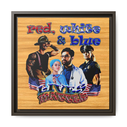 rw&b lives matter - framed canvas art (butterscotch wood finish)