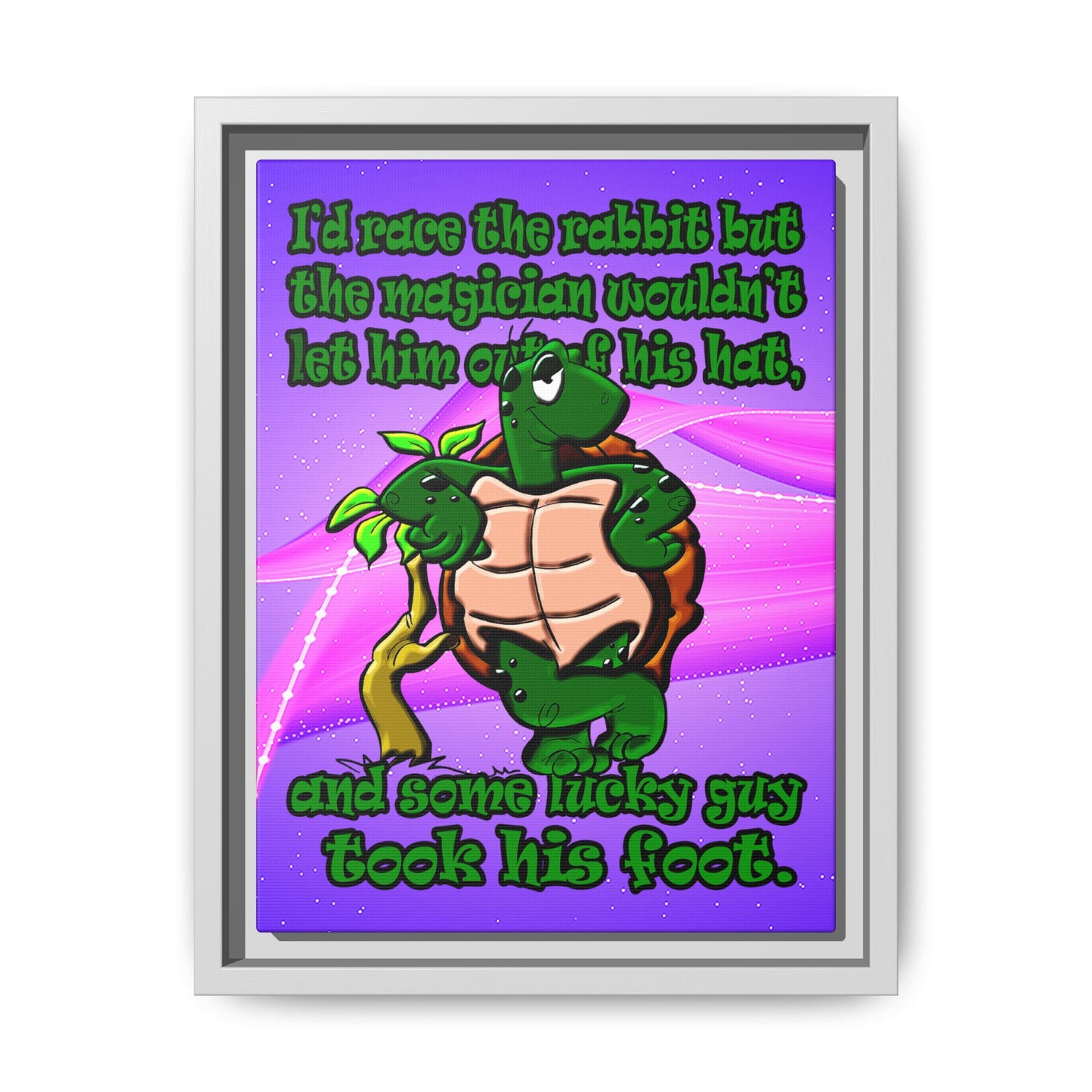 turtle race - framed canvas art (purple-pink wave)