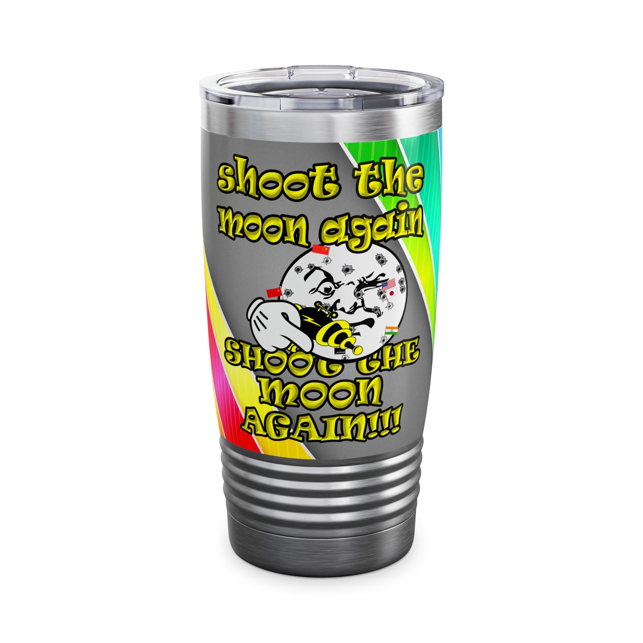shoot the moon again - Ringneck Tumbler, 20oz (rainbow split)