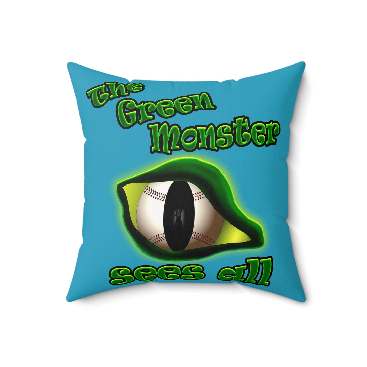 green monster - Faux Suede Square Pillow - (turquoise)