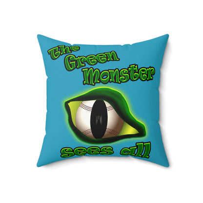 green monster - Faux Suede Square Pillow - (turquoise)
